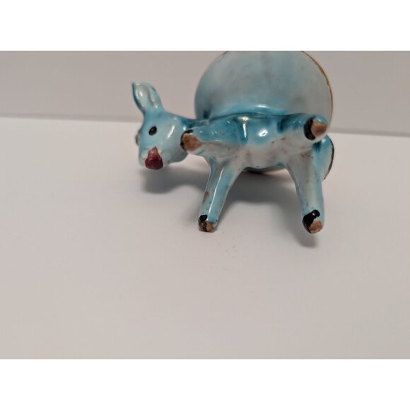 Hand-Painted Ceramic Donkey Trinket Bowl Figurine Yellow & Blue Lipari Majolica - Picture 7 of 10